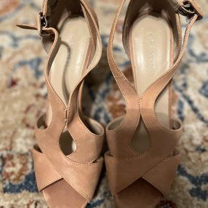 NINE WEST TAN LEATHER HEELS SZ 7.5M